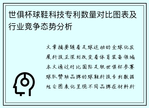 世俱杯球鞋科技专利数量对比图表及行业竞争态势分析